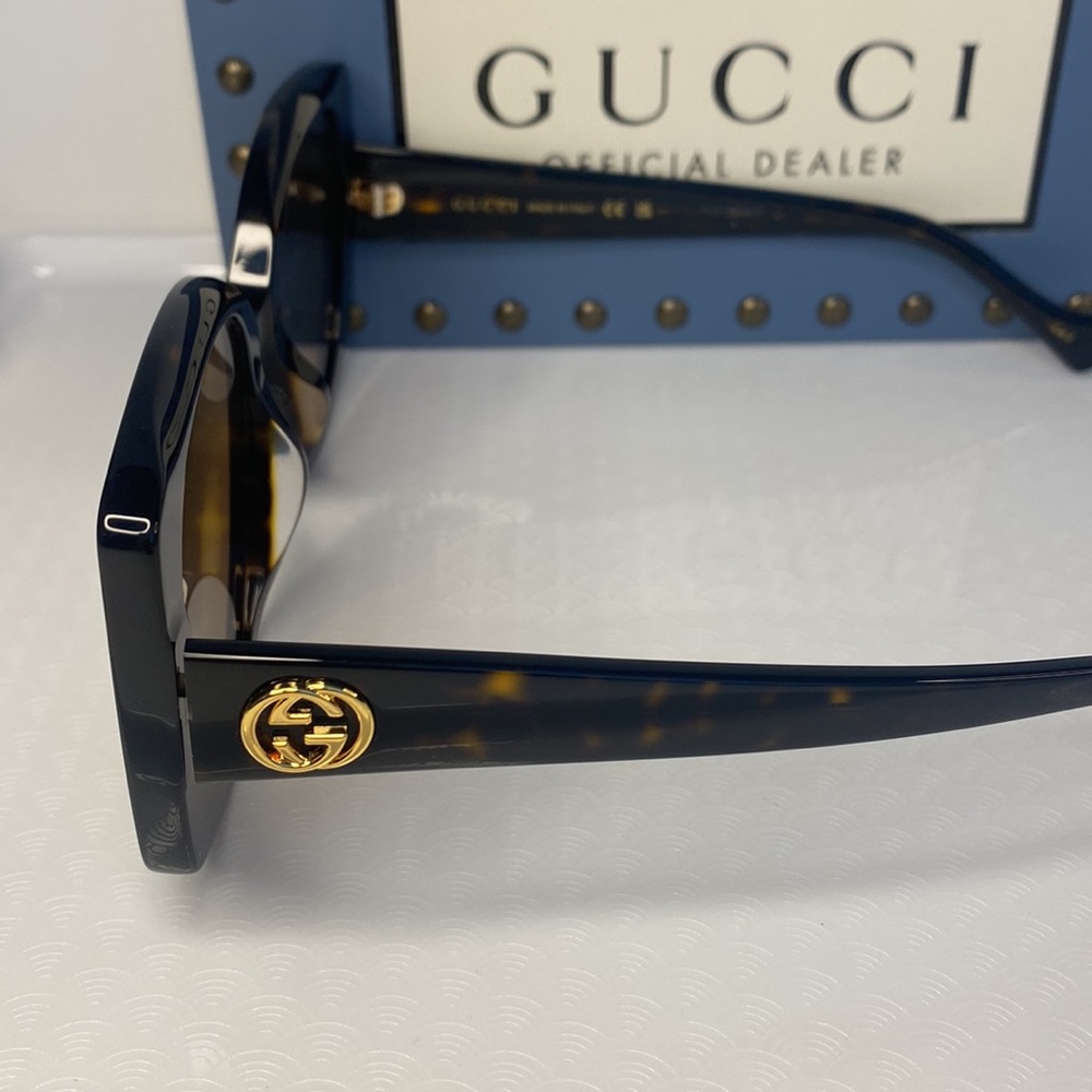 New - GUCCI GG1257SA Square Sunglass comes shiny dark havana frame with brown … - Picture 11 of 16
